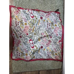 Coach Silk Square Scarf Multicolor 21" Butterflies Hearts Flowers Pink Whimsical
